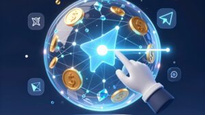Футуристическая иллюстрация автоматизации доходов и трендов монетизации Telegram-сообществ 2026 года от сервиса Tf16
